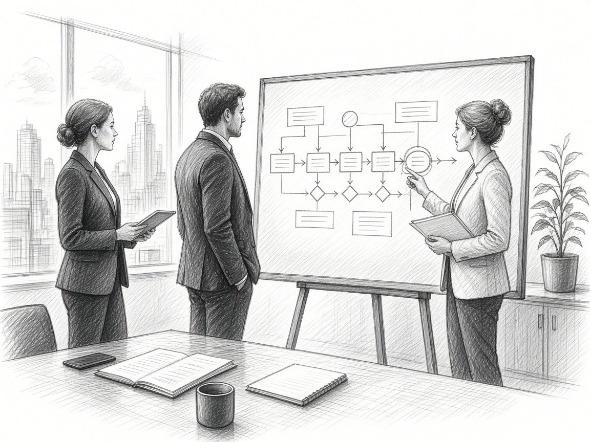 Enterprise leadership team reviewing a connected marketing strategy